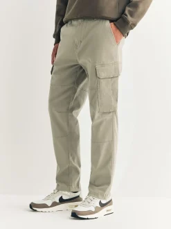 Stone Slim Fit Cotton Stretch Cargo Trousers