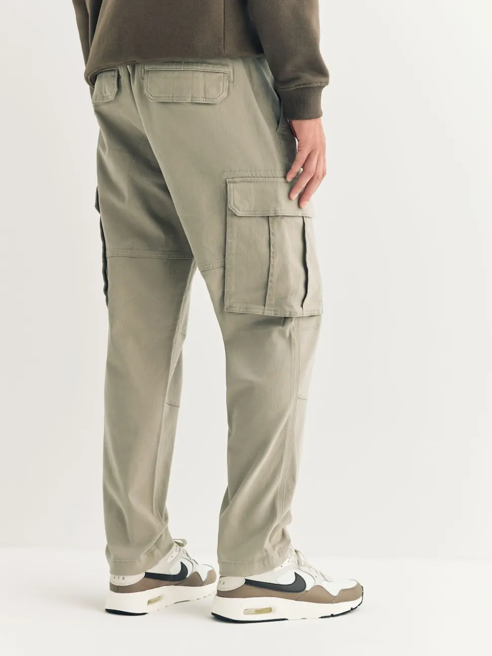 Stone Slim Fit Cotton Stretch Cargo Trousers