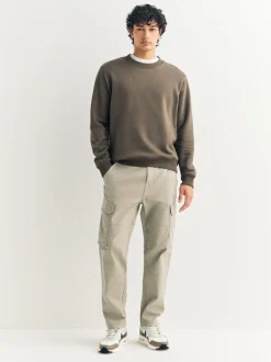 Stone Slim Fit Cotton Stretch Cargo Trousers
