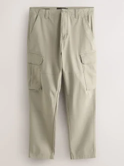 Stone Slim Fit Cotton Stretch Cargo Trousers