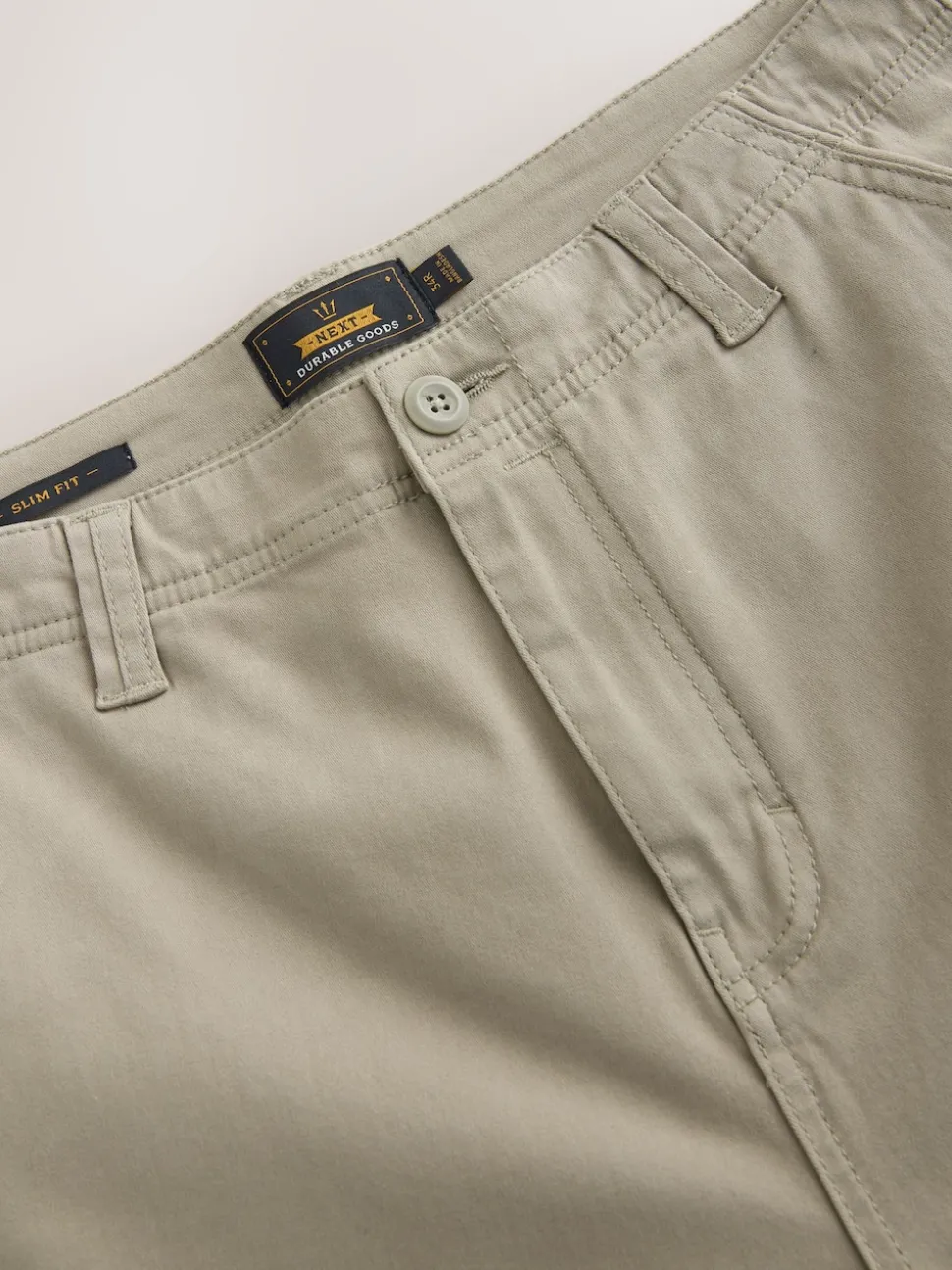 Stone Slim Fit Cotton Stretch Cargo Trousers