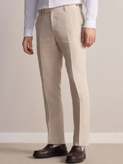 Stone Slim Fit Signature Leomaster Italian 100% Linen Fabric Suit Trousers