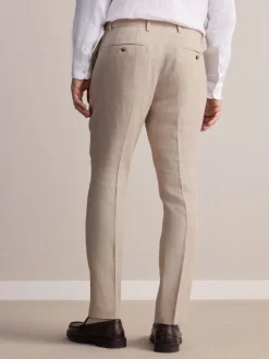 Stone Slim Fit Signature Leomaster Italian 100% Linen Fabric Suit Trousers