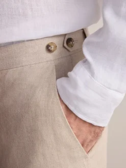 Stone Slim Fit Signature Leomaster Italian 100% Linen Fabric Suit Trousers