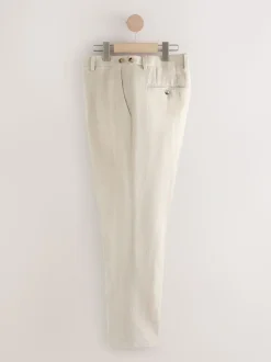 Stone Slim Fit Signature Leomaster Italian 100% Linen Fabric Suit Trousers