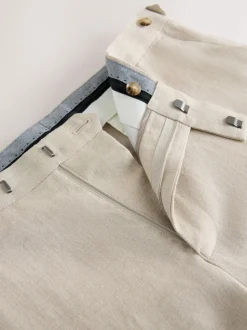 Stone Slim Fit Signature Leomaster Italian 100% Linen Fabric Suit Trousers