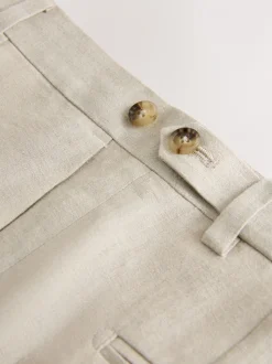 Stone Slim Fit Signature Leomaster Italian 100% Linen Fabric Suit Trousers
