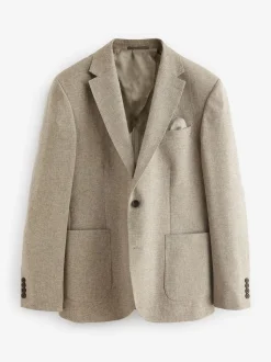 Stone Slim Fit Textured Italian Cotton Blend Nova Fides Blazer