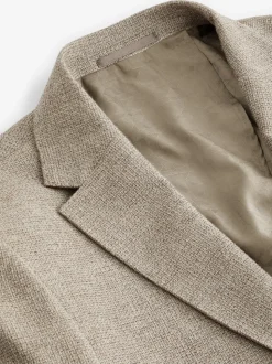 Stone Slim Fit Textured Italian Cotton Blend Nova Fides Blazer