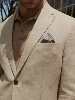 Stone Slim Fit Textured Linen Blend Blazer