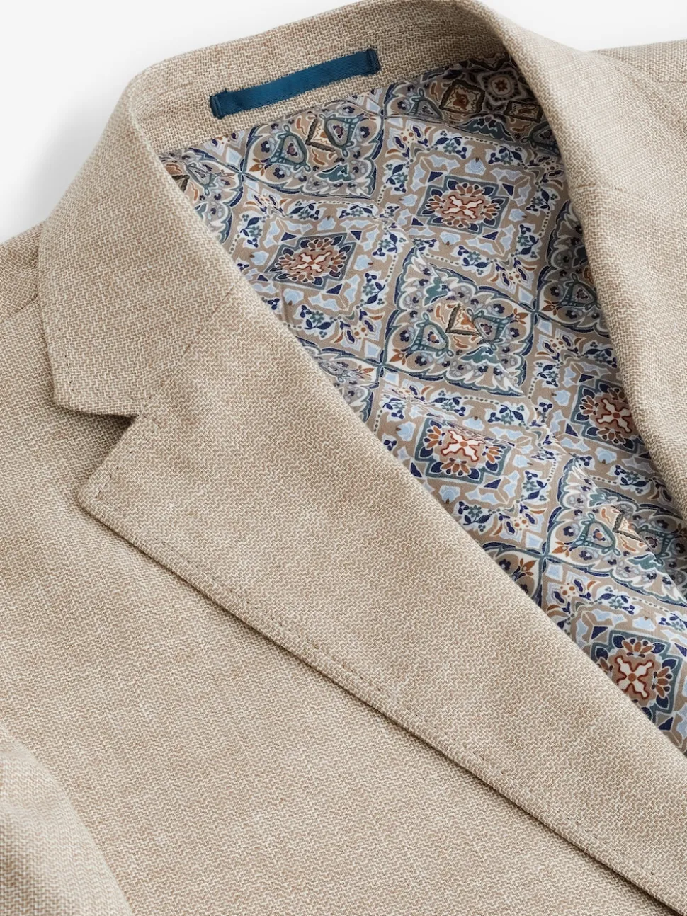 Stone Slim Fit Textured Linen Blend Blazer