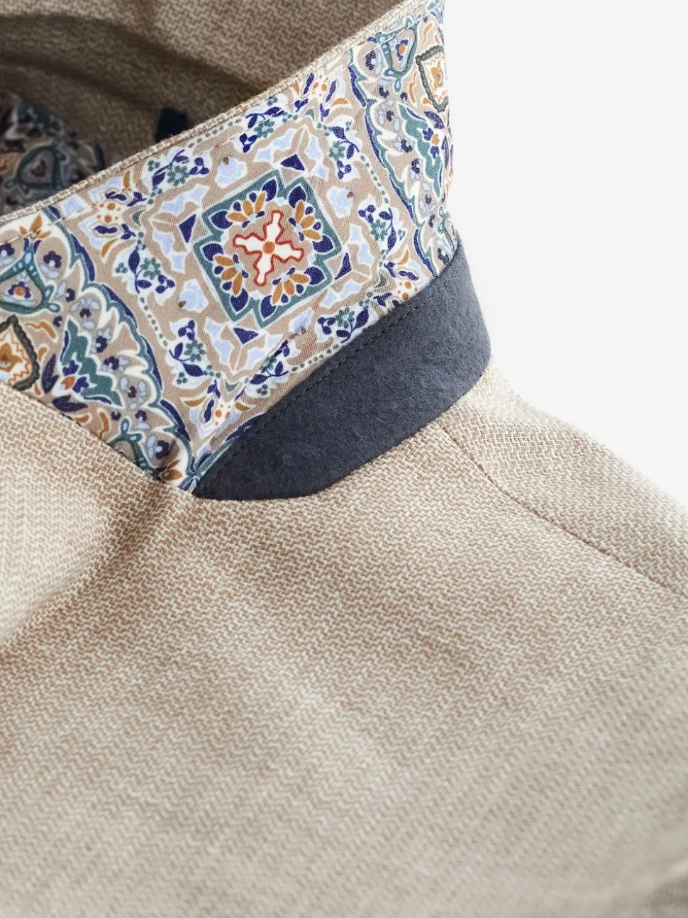 Stone Slim Fit Textured Linen Blend Blazer