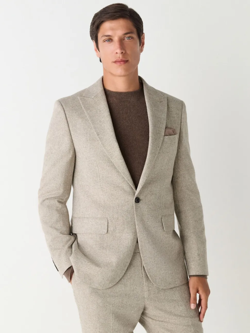 Stone Slim Fit Wool Blend Donegal Suit Jacket
