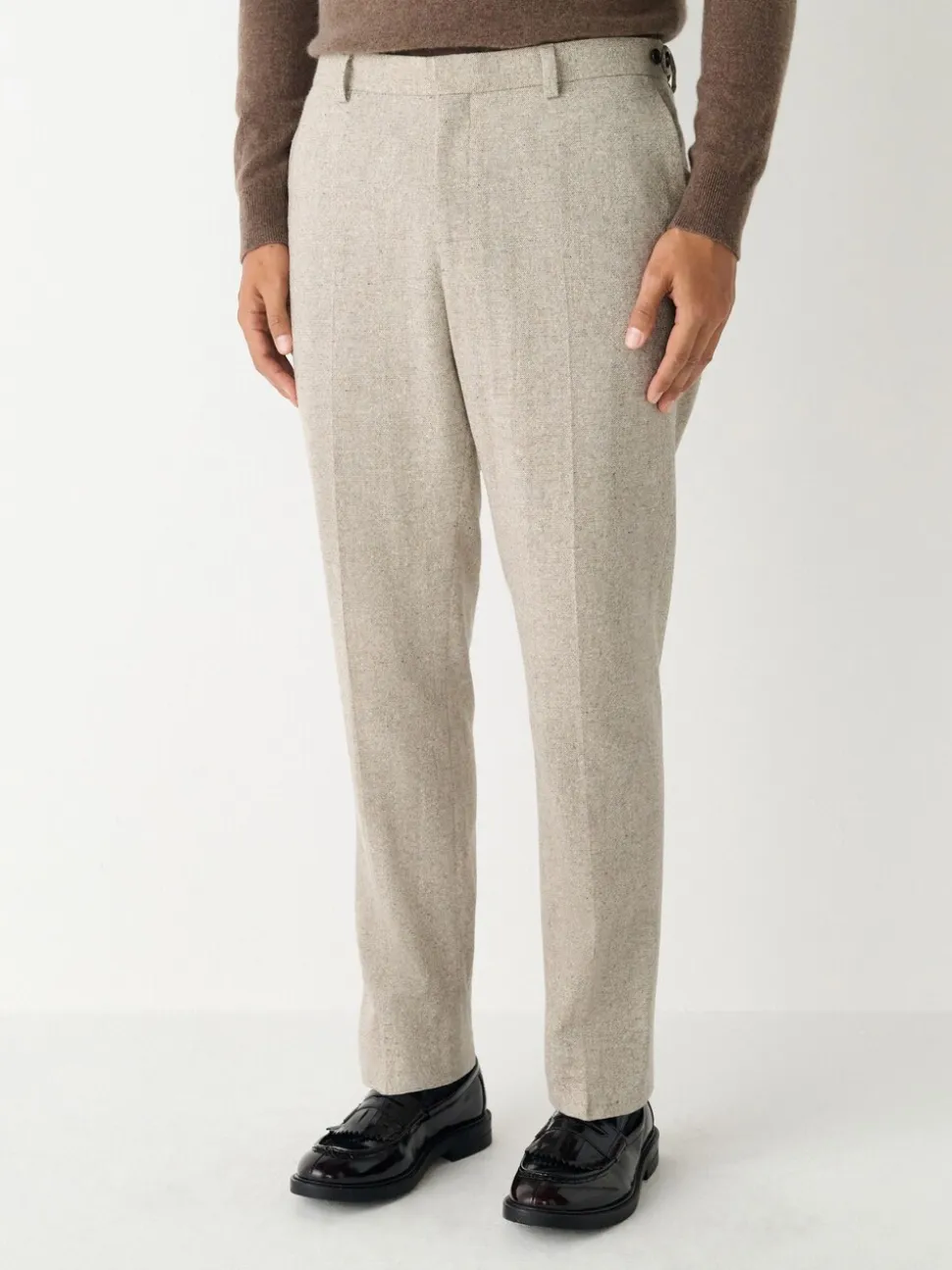 Stone Slim Fit Wool Blend Donegal Suit Trousers