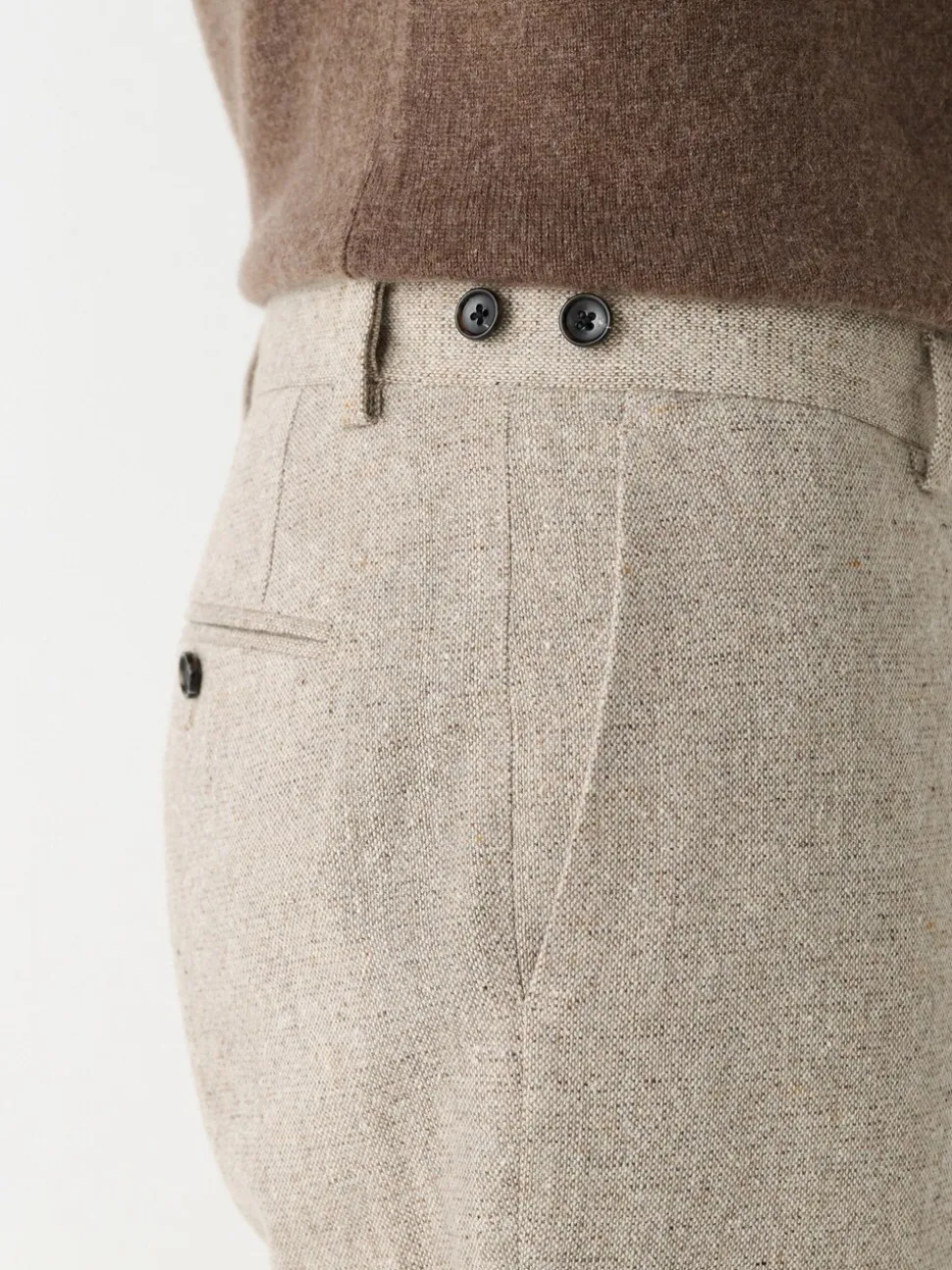 Stone Slim Fit Wool Blend Donegal Suit Trousers