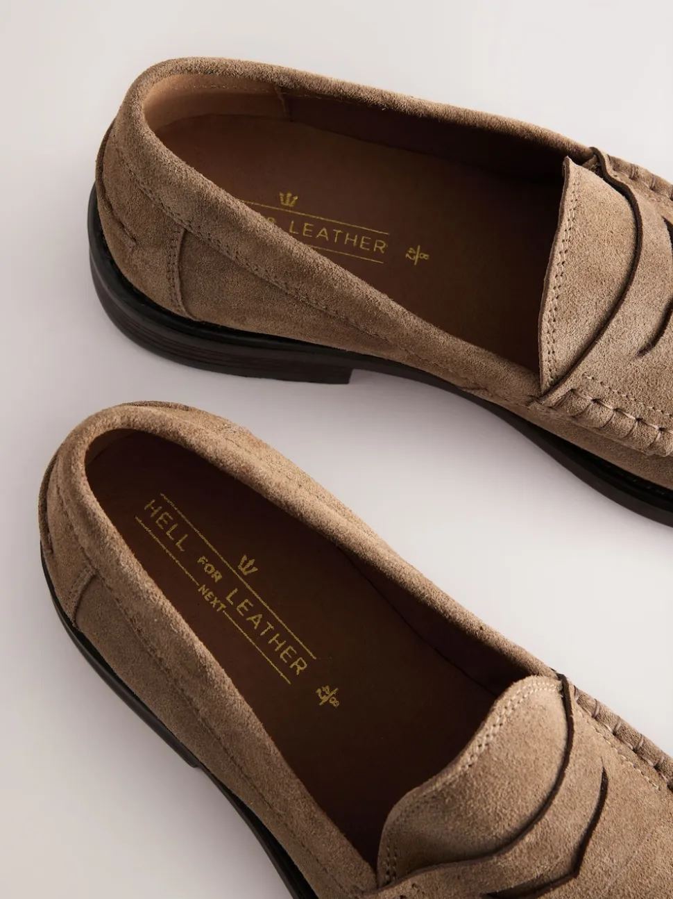 Stone Standard Fit Suede Penny Loafers