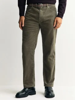 Stone Straight Fit Belted Corduroy Trousers