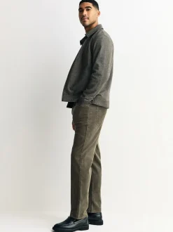 Stone Straight Fit Belted Corduroy Trousers