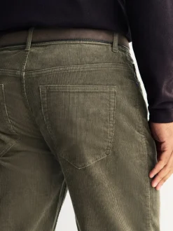 Stone Straight Fit Belted Corduroy Trousers
