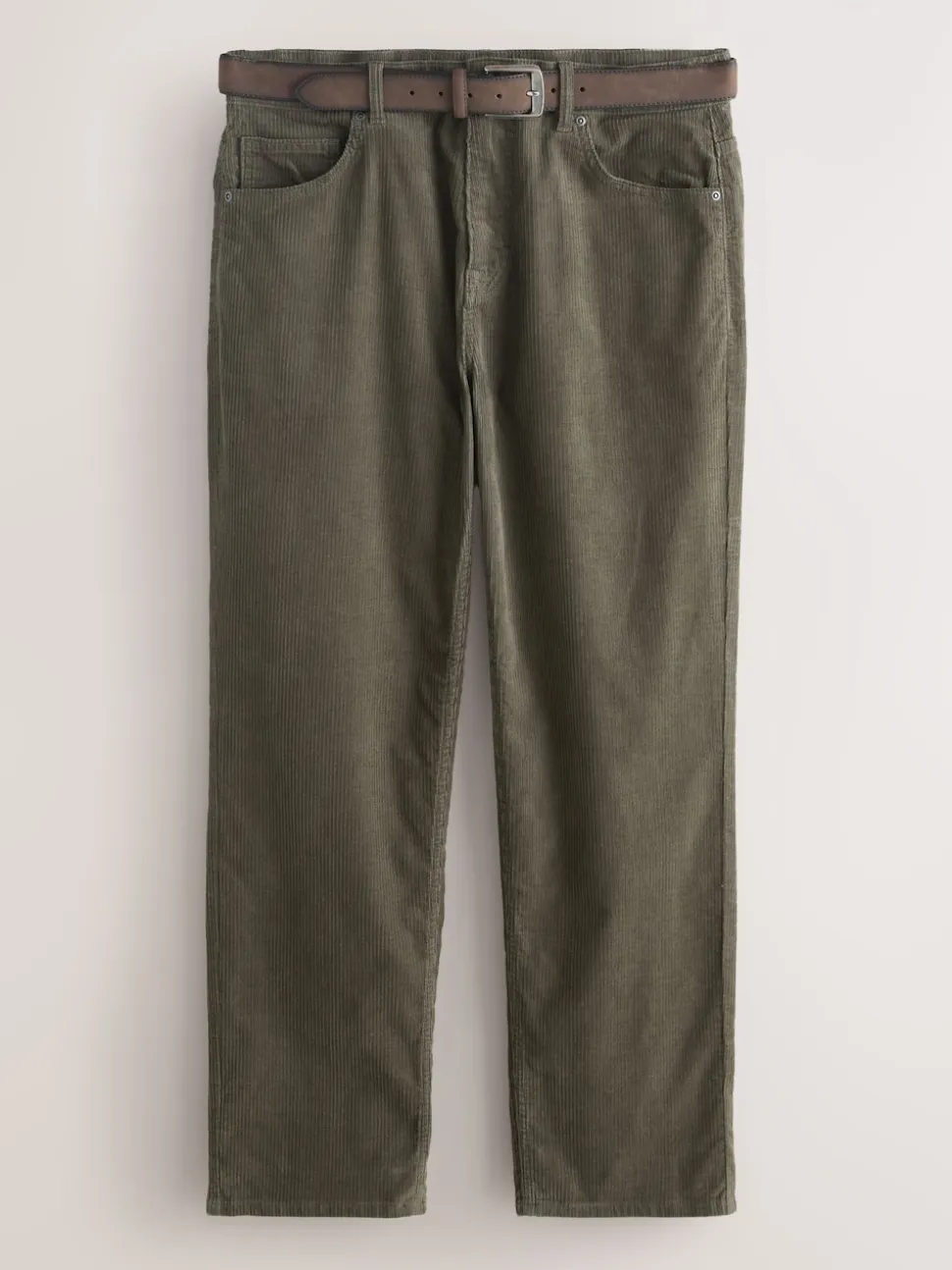 Stone Straight Fit Belted Corduroy Trousers