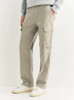 Stone Straight Fit Cotton Stretch Cargo Trousers