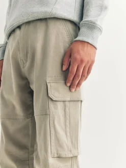 Stone Straight Fit Cotton Stretch Cargo Trousers