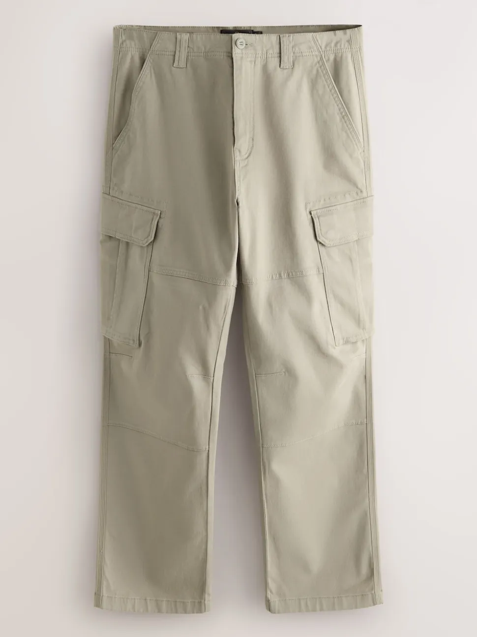 Stone Straight Fit Cotton Stretch Cargo Trousers