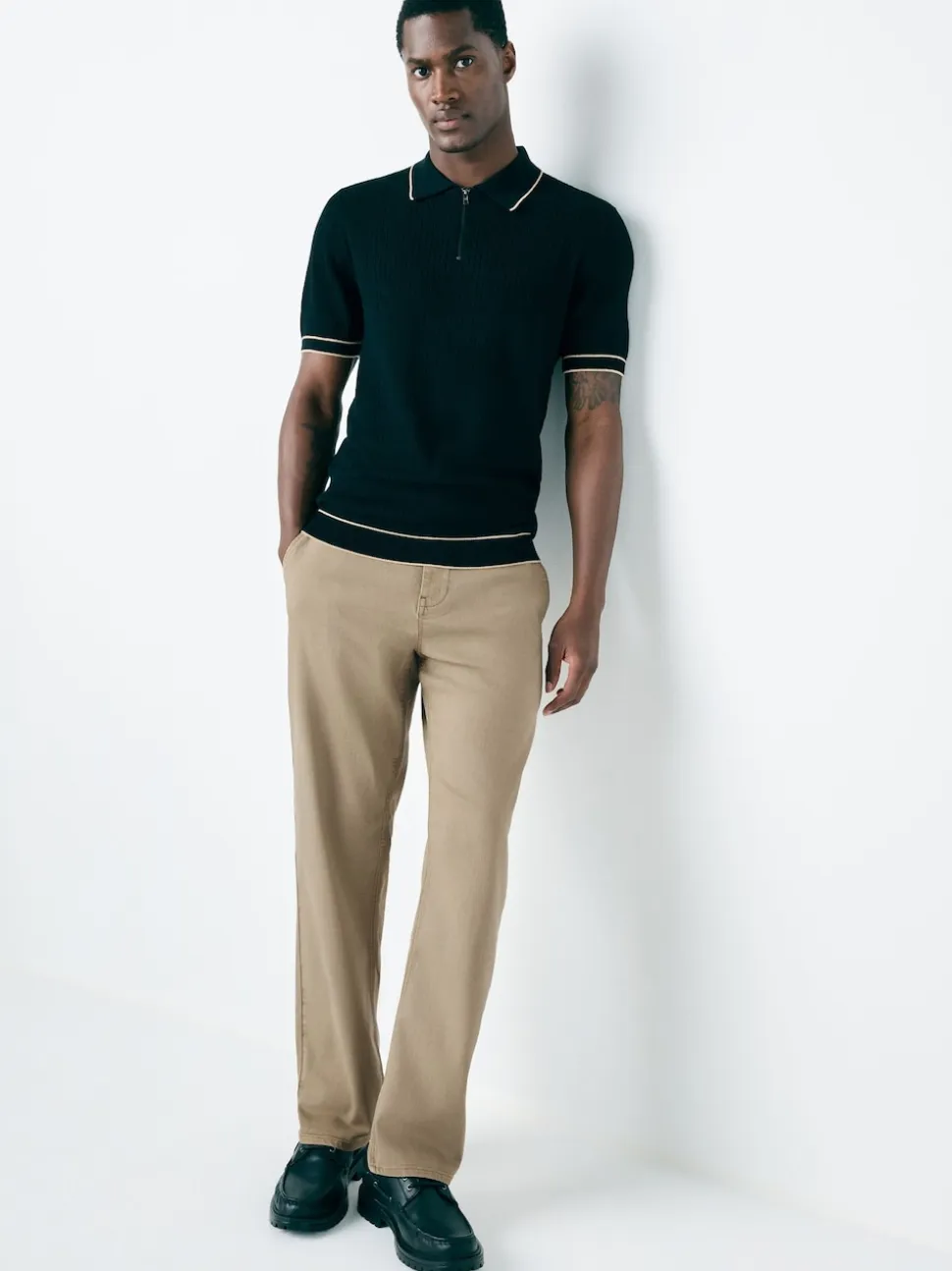 Stone Straight Fit Motionflex Chino Trousers