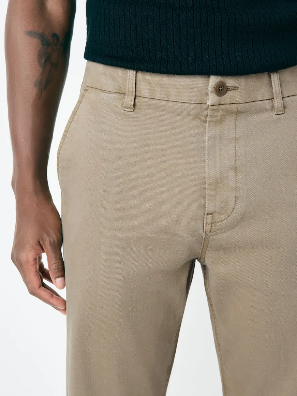 Stone Straight Fit Motionflex Chino Trousers