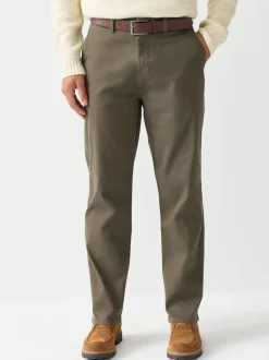 Stone Straight Fit Motionflex Chinos Trousers With Belt
