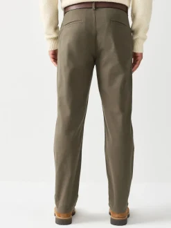 Stone Straight Fit Motionflex Chinos Trousers With Belt