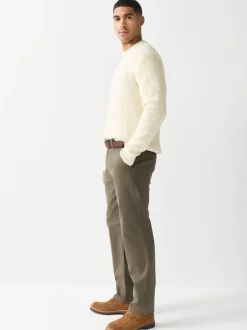 Stone Straight Fit Motionflex Chinos Trousers With Belt