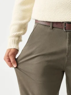 Stone Straight Fit Motionflex Chinos Trousers With Belt