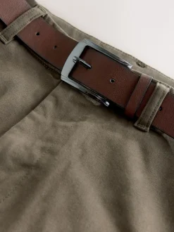 Stone Straight Fit Motionflex Chinos Trousers With Belt