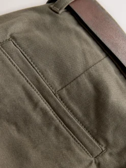 Stone Straight Fit Motionflex Chinos Trousers With Belt