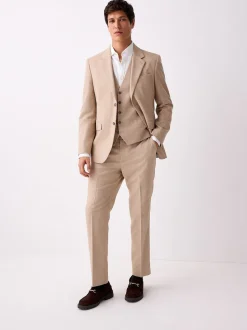 Stone Textured Linen Suit Waistcoat