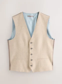 Stone Textured Linen Suit Waistcoat