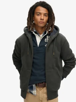 Superdry Black Borg Lined Ziphood Hoodie