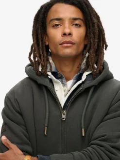 Superdry Black Borg Lined Ziphood Hoodie