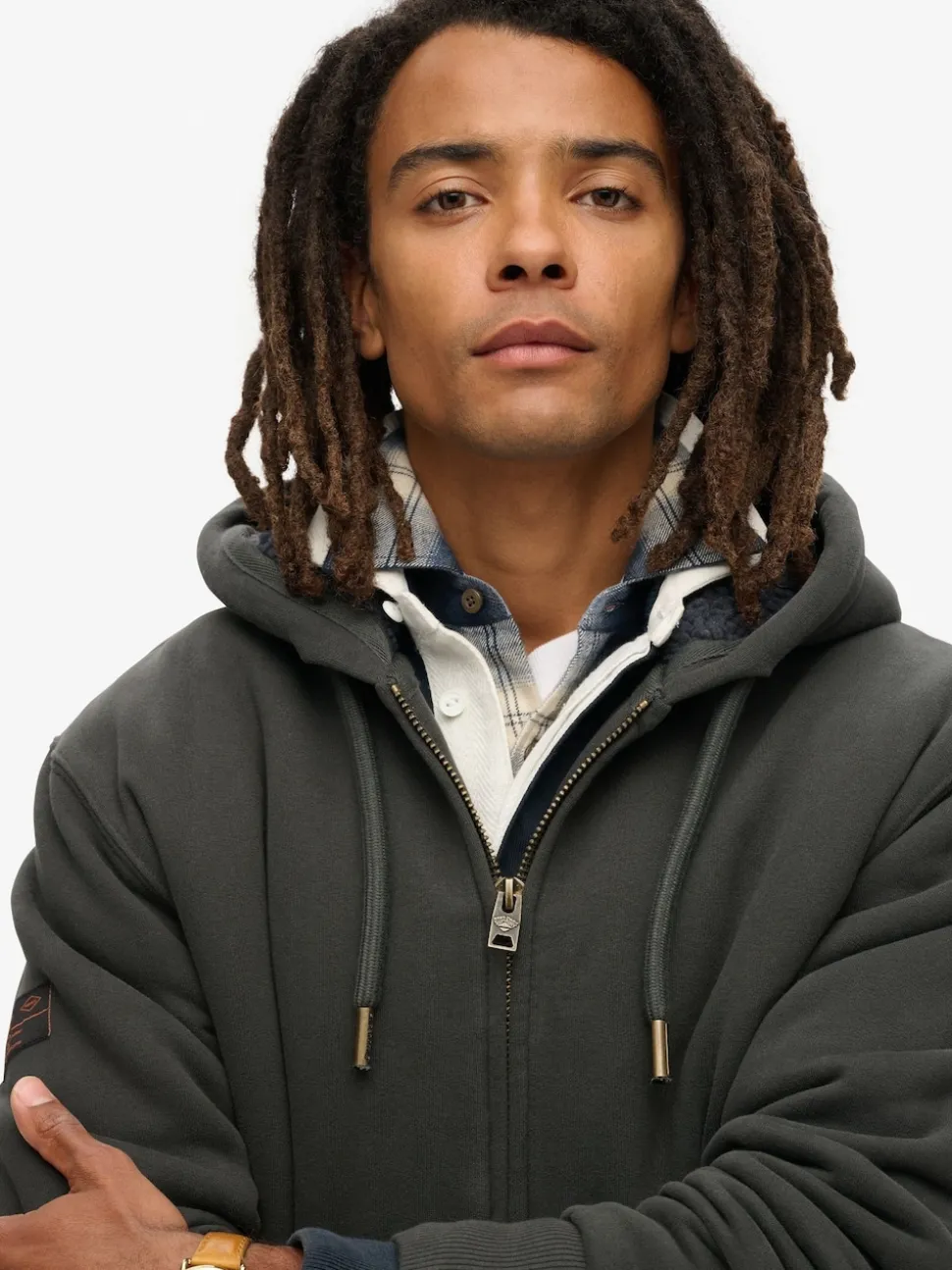 Superdry Black Borg Lined Ziphood Hoodie
