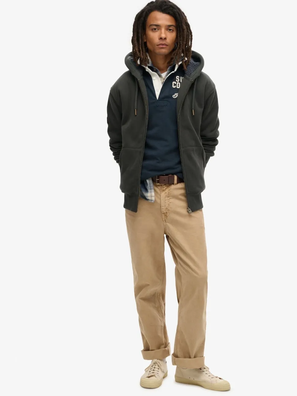 Superdry Black Borg Lined Ziphood Hoodie