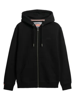 Superdry Black Essential Logo Half Brushed Zip Hoodie