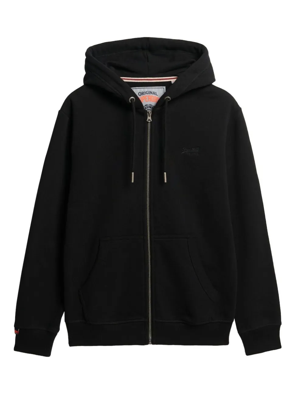 Superdry Black Essential Logo Half Brushed Zip Hoodie