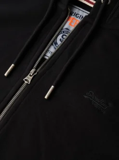 Superdry Black Essential Logo Half Brushed Zip Hoodie