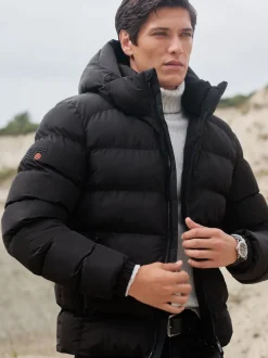Superdry Black Hooded Sports Puffer Jacket
