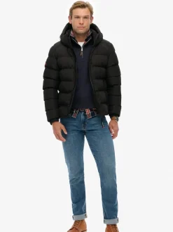 Superdry Black Hooded Sports Puffer Jacket