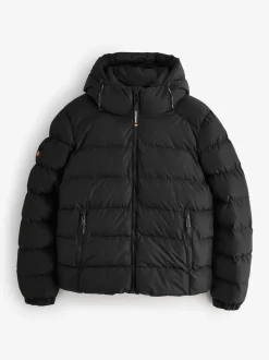 Superdry Black Hooded Sports Puffer Jacket