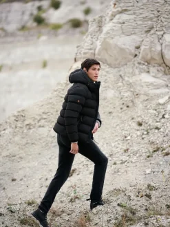 Superdry Black Hooded Sports Puffer Jacket