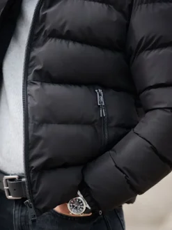 Superdry Black Hooded Sports Puffer Jacket