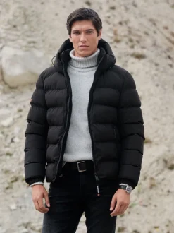 Superdry Black Hooded Sports Puffer Jacket